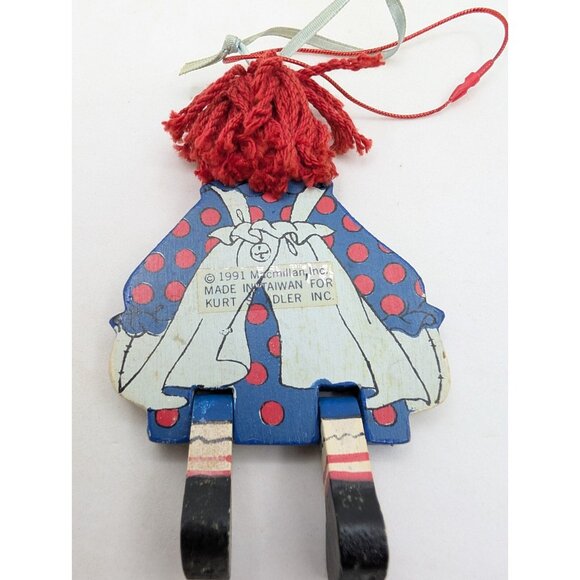 Kurt Adler Mcmillian 1991 ornament raggedy Doll wooden Xmas 4.25" Move Legs - Picture 6 of 8